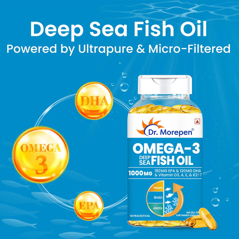 Dr. Morepen IRON & ZINC + Omega-3 Deep Sea Fish Oil 1000mg Combo