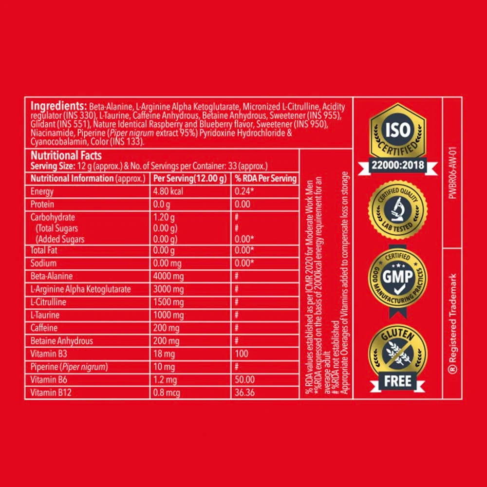 Proathlix Pre-Workout - L-Arginine, Beta-Alanine & Caffeine Powder