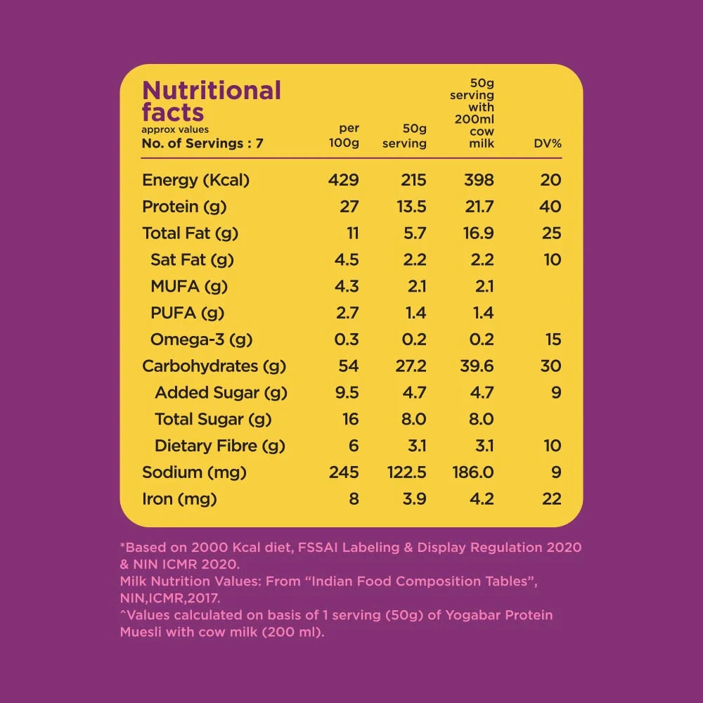 YogaBar 21g Protein Muesli+ Choco Almond + Cranberry