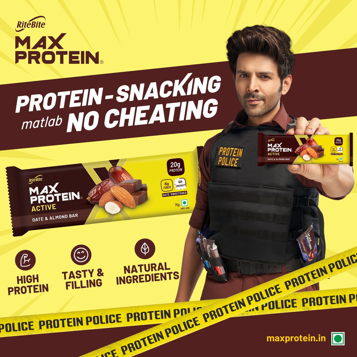 RiteBite Max Protein Active Date & Almond 20g Protein Bar