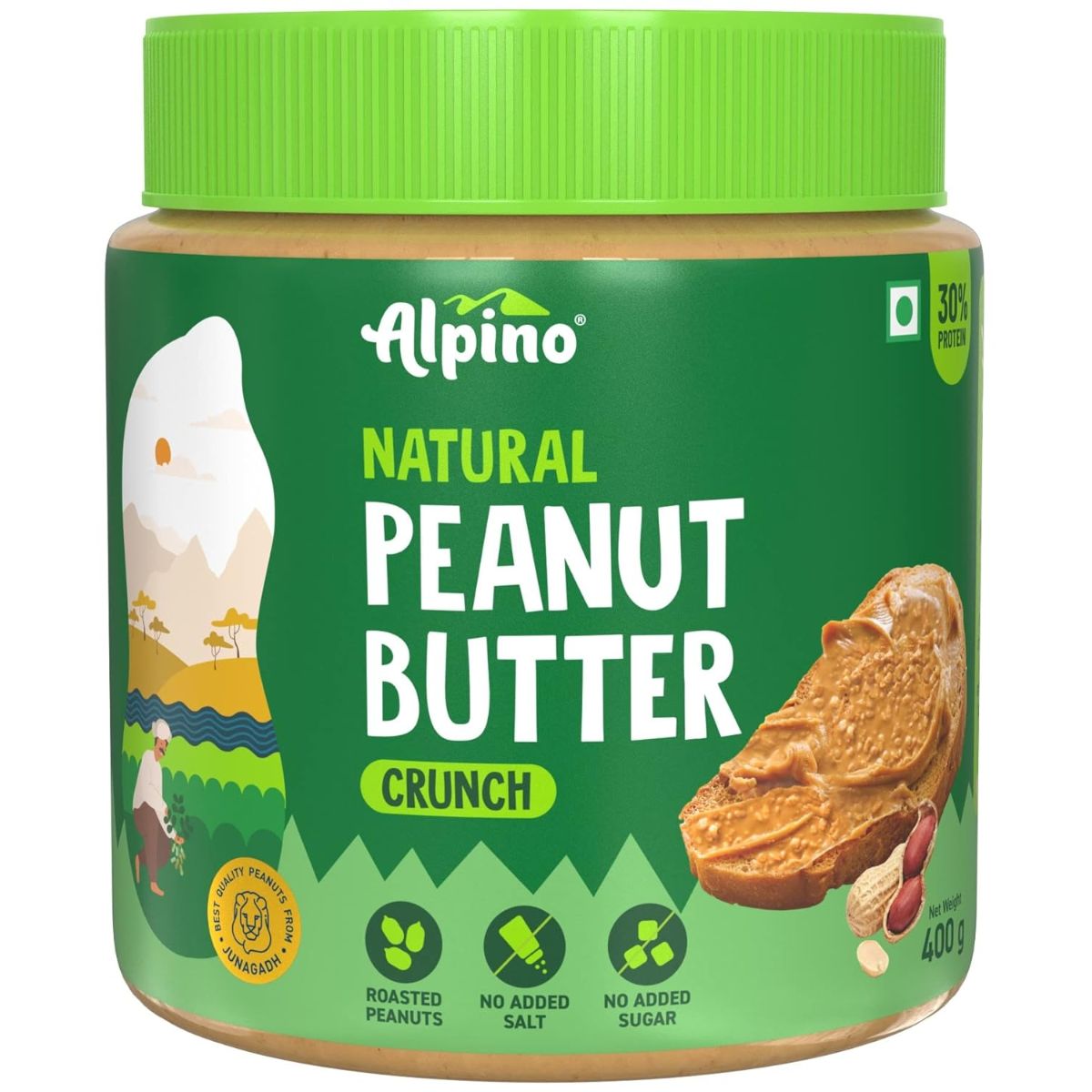 Alpino Natural Peanut Butter | 30g Protein & No Added Sugar