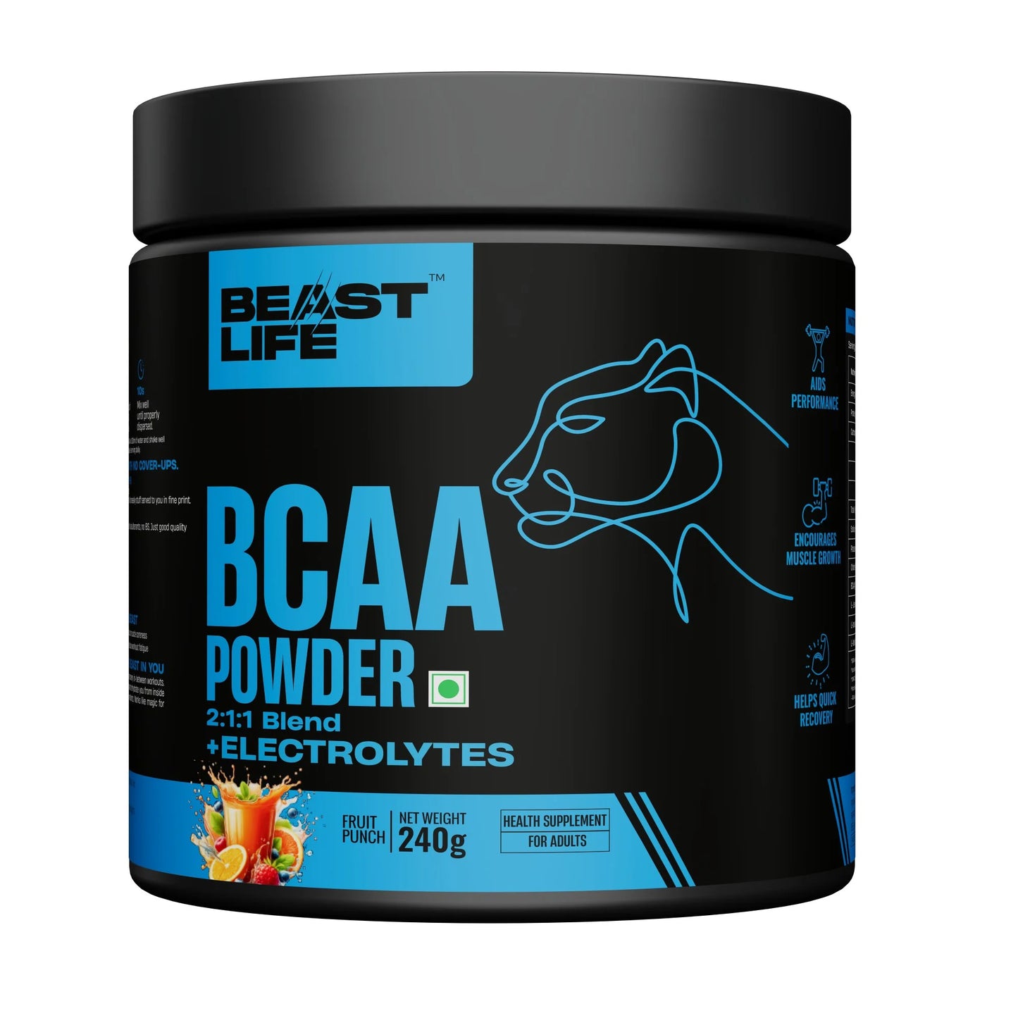 BeastLife BCAA Powder 2:1:1 Blend + Electrolytes
