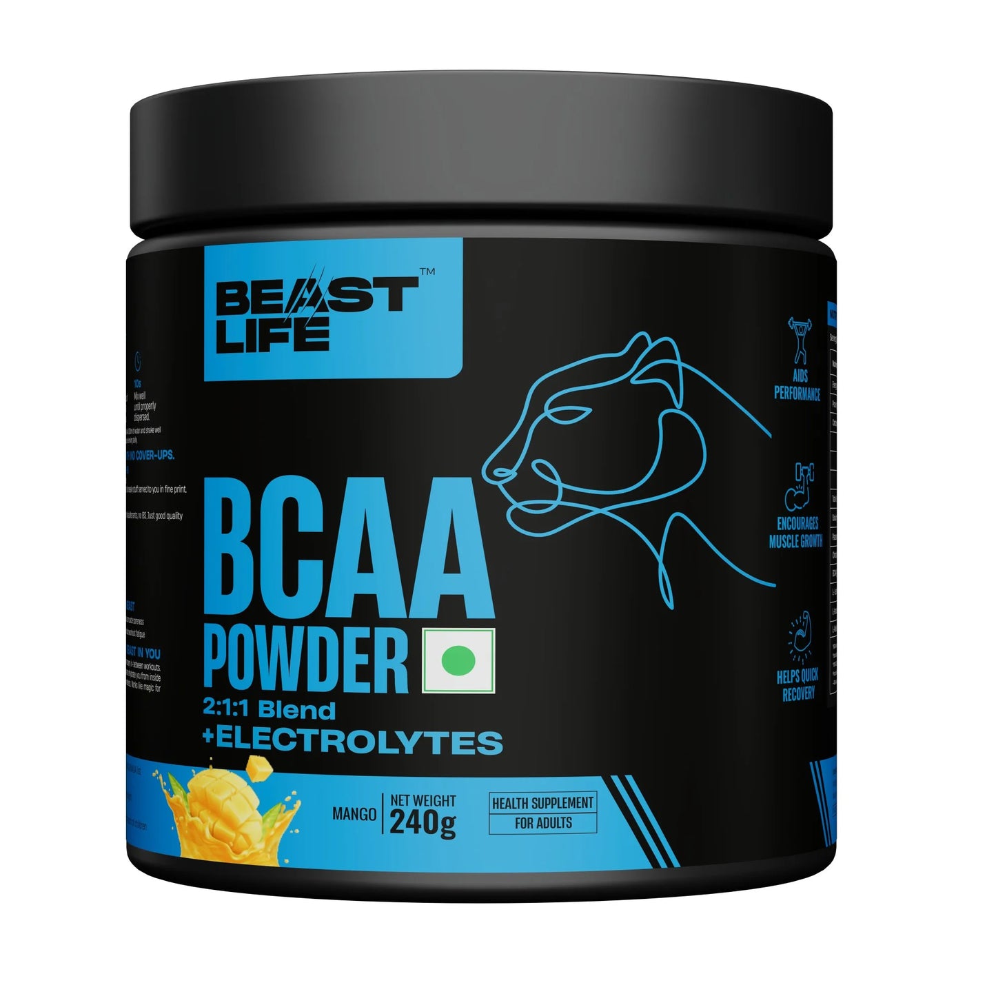 BeastLife BCAA Powder 2:1:1 Blend + Electrolytes
