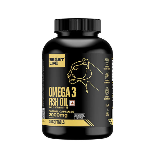 BeastLife Omega 3 Fish Oil 2000mg with Vitamin E - Heart Support