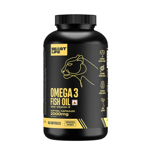 BeastLife Omega 3 Fish Oil 2000mg with Vitamin E - Heart Support