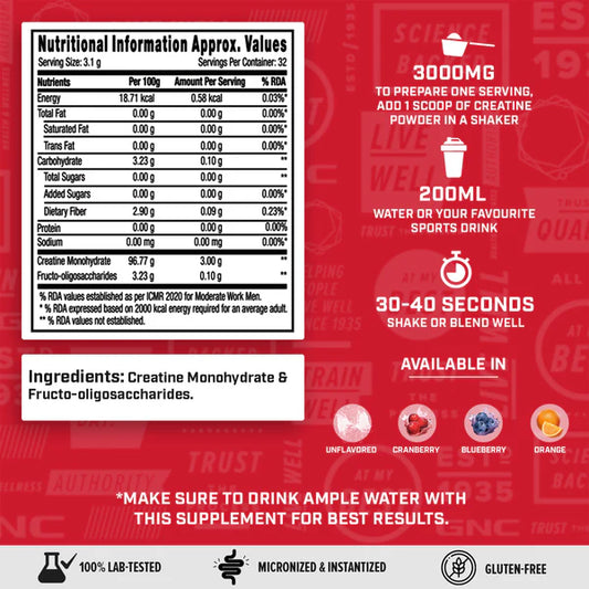 GNC Pro Performance Creatine Monohydrate + Mega Men One Daily Multivitamin