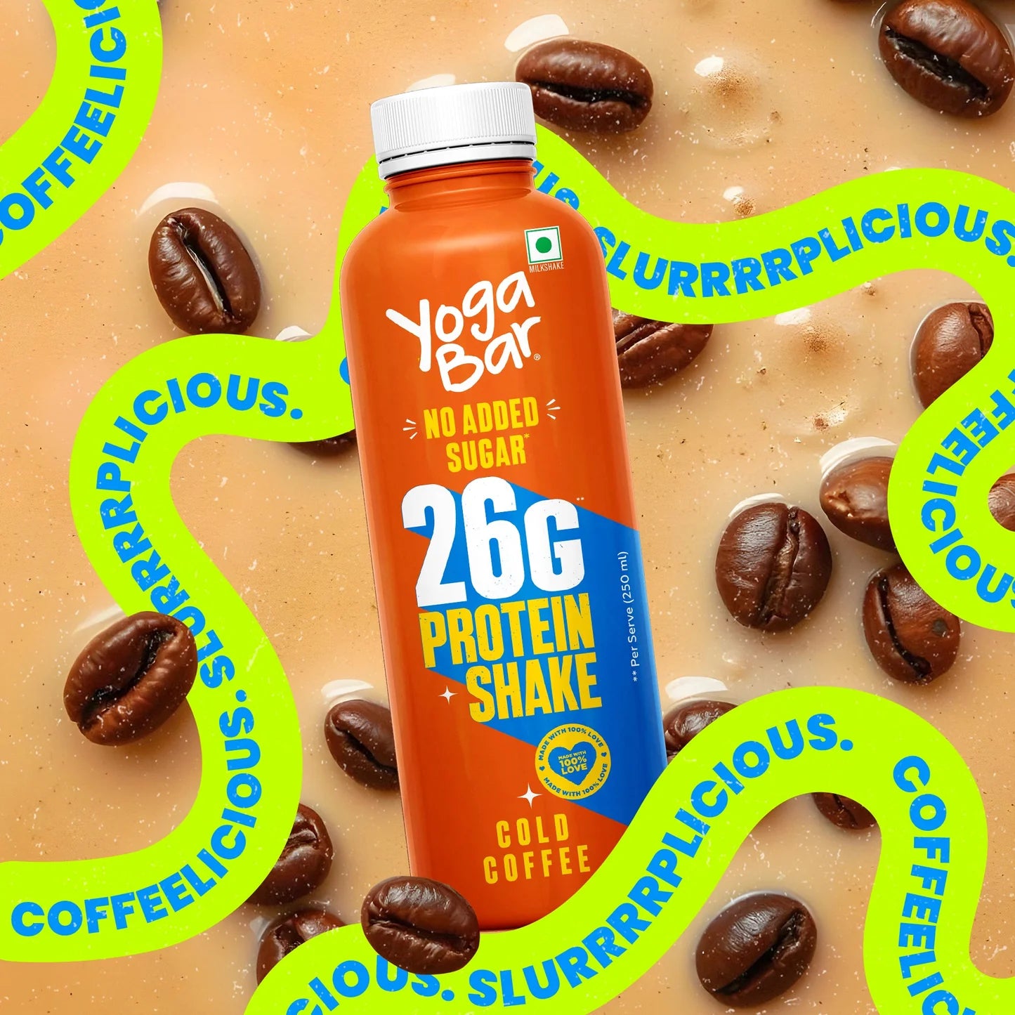 YogaBar 26g Protein Shake Cold Coffee - Pack of 24 - 250ml/bottle