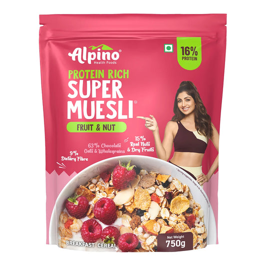 Alpino Super Muesli Fruit & Nuts | 18g Protein & Fiber Boost