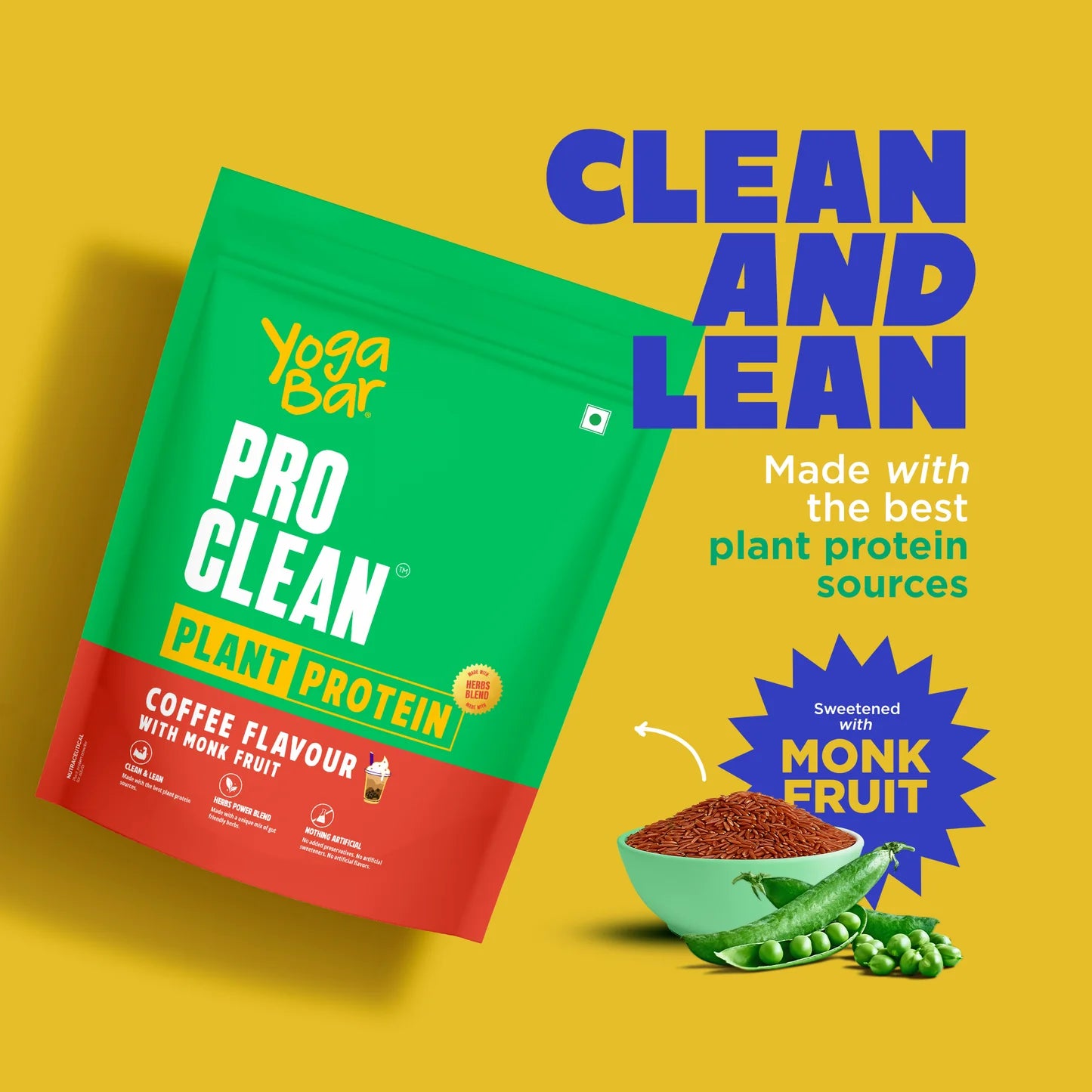 YogaBar ProClean Plant Protein with Monk Fruit (Coffee) 500g
