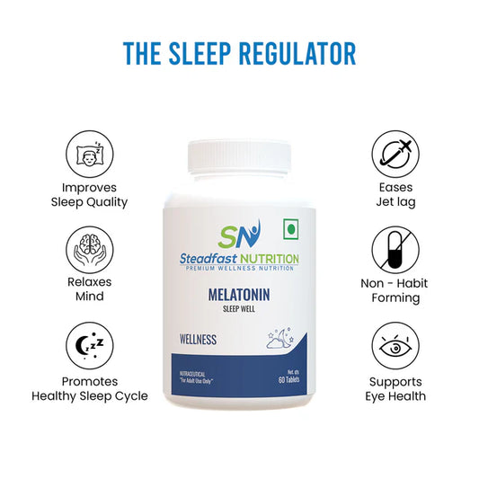steadfast nutrition Melatonin 5mg Tablets, 60 Tablets, Promotes Better Sleep & Non Habit Forming