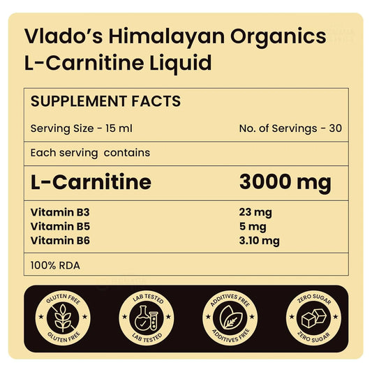 Vlado's Himalayan Organics L-Carnitine 3000mg Liquid