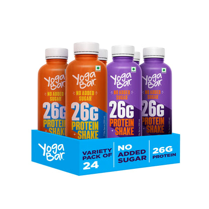 YogaBar 26g Protein Shake - Variety Pack of 24 250ml/bottle