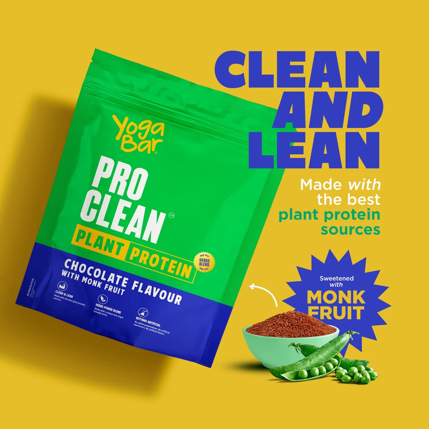 YogaBar ProClean Plant Protein with Monk Fruit (Chocolate) 500g