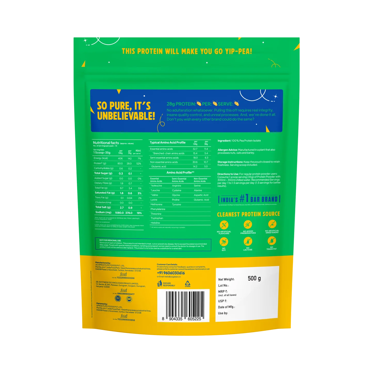 YogaBar ProClean Plant Protein (Unflavoured) 500g