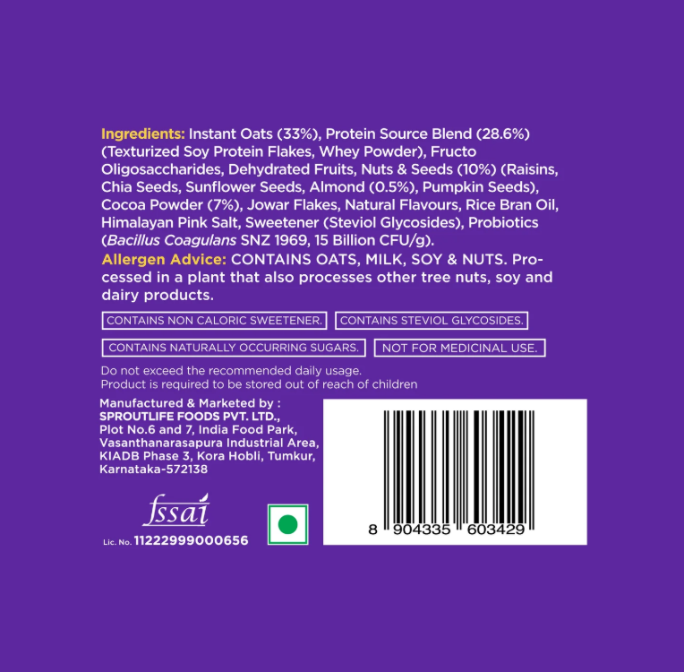 YogaBar 26g High Protein Oats Dark Chocolate