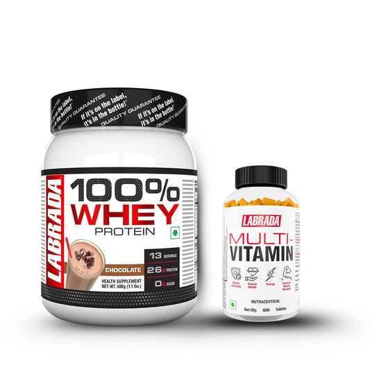 labrada 100% whey 1.1lbs chocolate 500g with labrada multivitamin 60 tabs