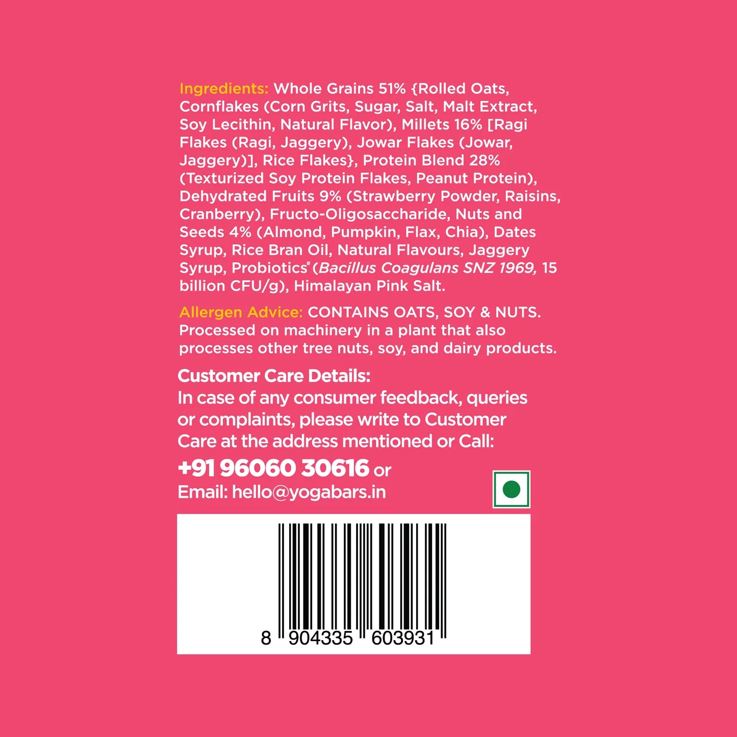 YogaBar High Protein Muesli Fruits, Nuts & Seeds 350g