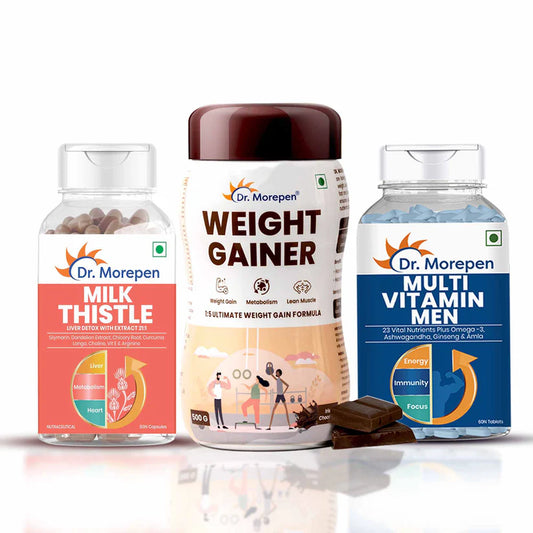 Dr. Morepen Iron & Zinc + Weight Gainer + Multivitamin Men Combo