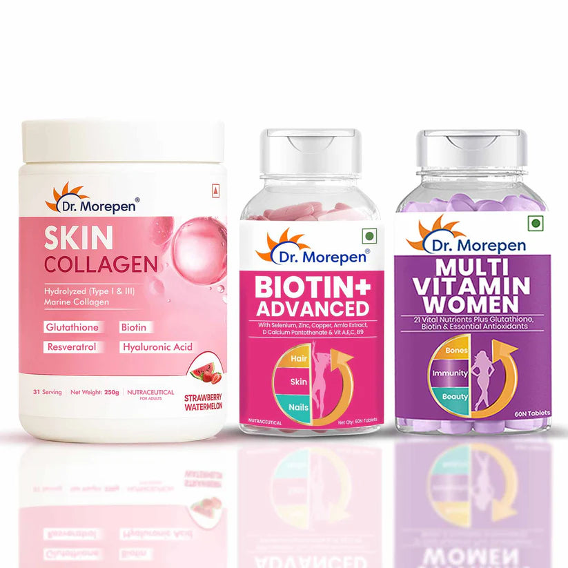 Dr. Morepen Biotin+ Advanced + Multivitamin Women - Skin Collagen Combo