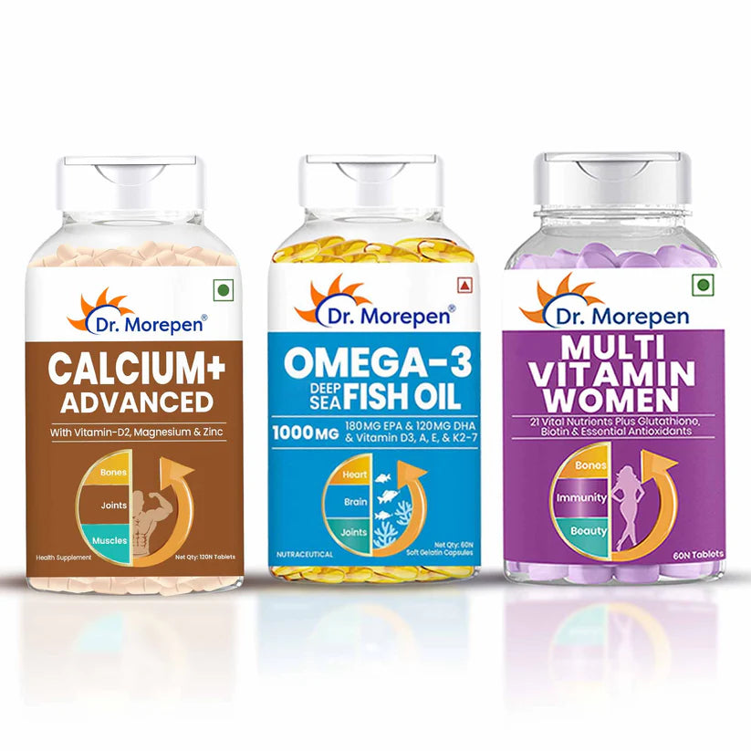 Dr. Morepen Calcium+ Advanced + Omega-3 1000mg - Multivitamin Women Combo