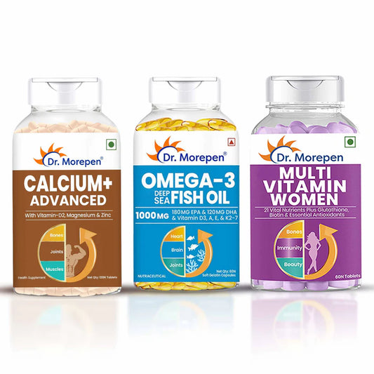 Dr. Morepen Calcium+ Advanced + Omega-3 1000mg - Multivitamin Women Combo