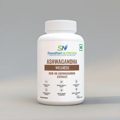 steadfast nutrition Ashwagandha Tablets 500mg, Reduces Stress and Anxiety, 60 Tablets