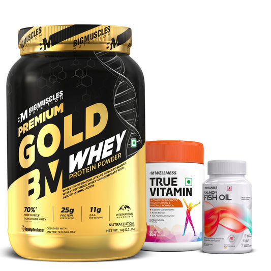 Bigmuscles Premium Gold Whey + Fish Oil + Multivitamin