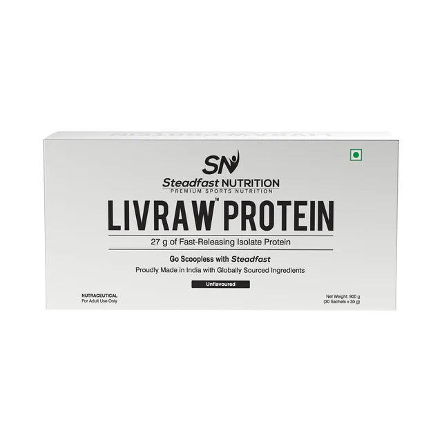 LIVRAW Protein | Unflavoured Whey Protein Isolate 90% with 27g Protein