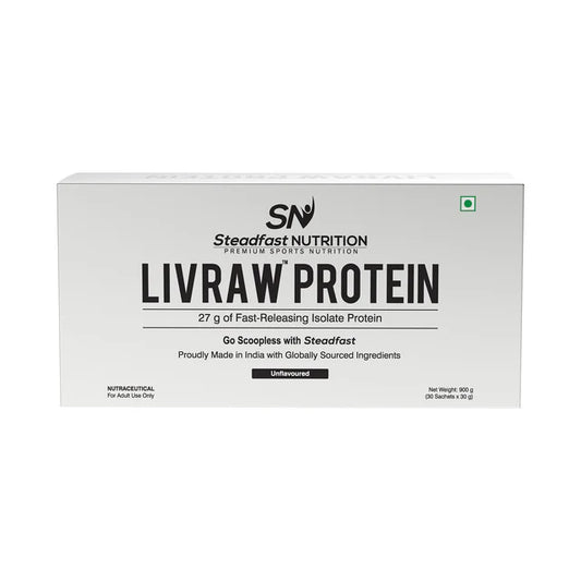 LIVRAW Protein | Unflavoured Whey Protein Isolate 90% with 27g Protein