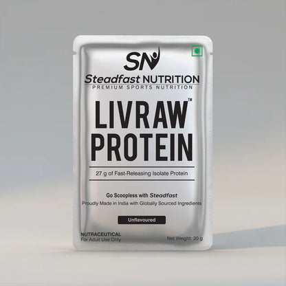 LIVRAW Protein | Unflavoured Whey Protein Isolate 90% with 27g Protein