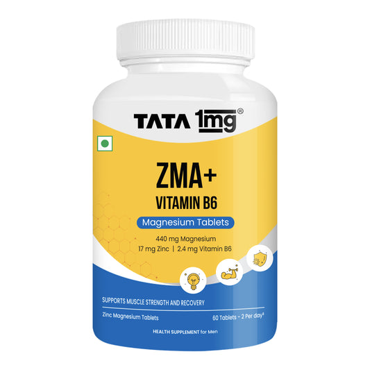 Tata 1mg ZMA+ Vitamin B6 | Muscle Recovery & Sleep Support
