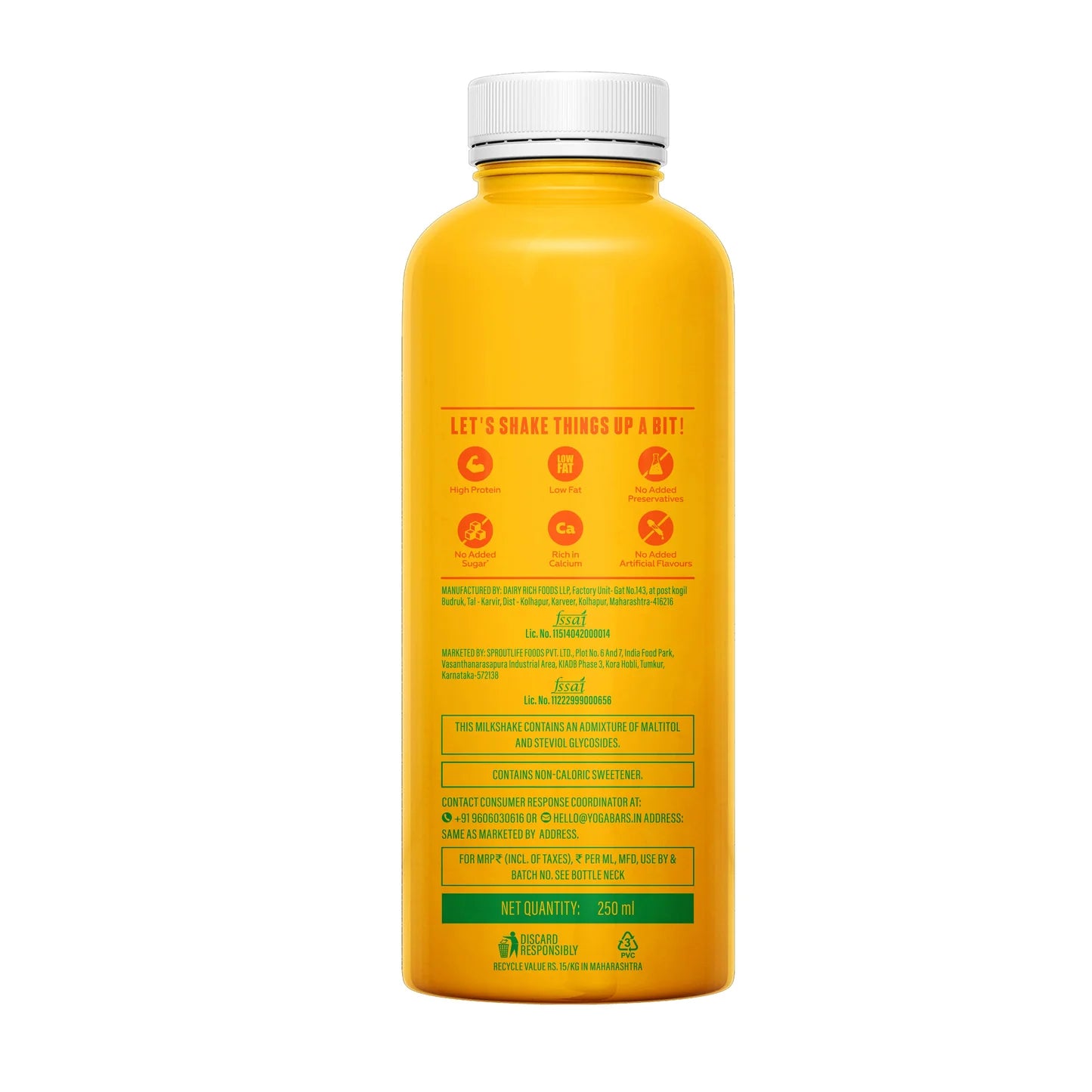 YogaBar 26g Protein Shake Mango Rizz - 250ml/bottle