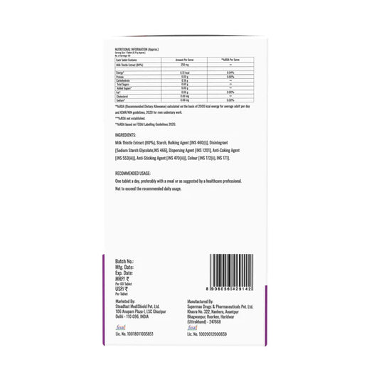 steadfast nutrition Milk Thistle Tablet with Silymarin, 60 Tablets