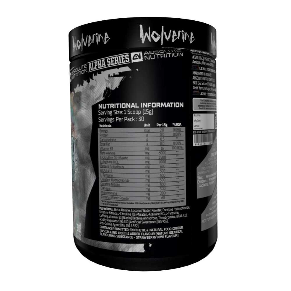 Absolute Nutrition Wolverine Pre Workout - Energy & Focus