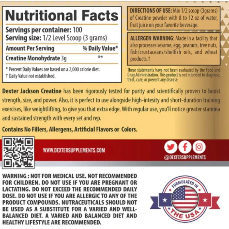 Dexter Jackson Micronized Creatine | 5g Pure Creatine