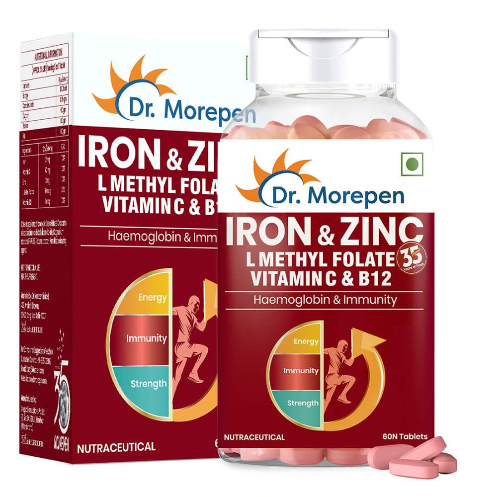 Dr. Morepen Iron & Zinc with Vitamin C & B12 | Energy Boost
