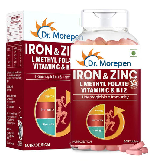 Dr. Morepen Iron & Zinc with Vitamin C & B12 | Energy Boost