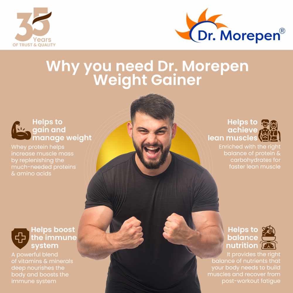 Dr. Morepen Weight Gainer | Balanced Protein & Carb Blend