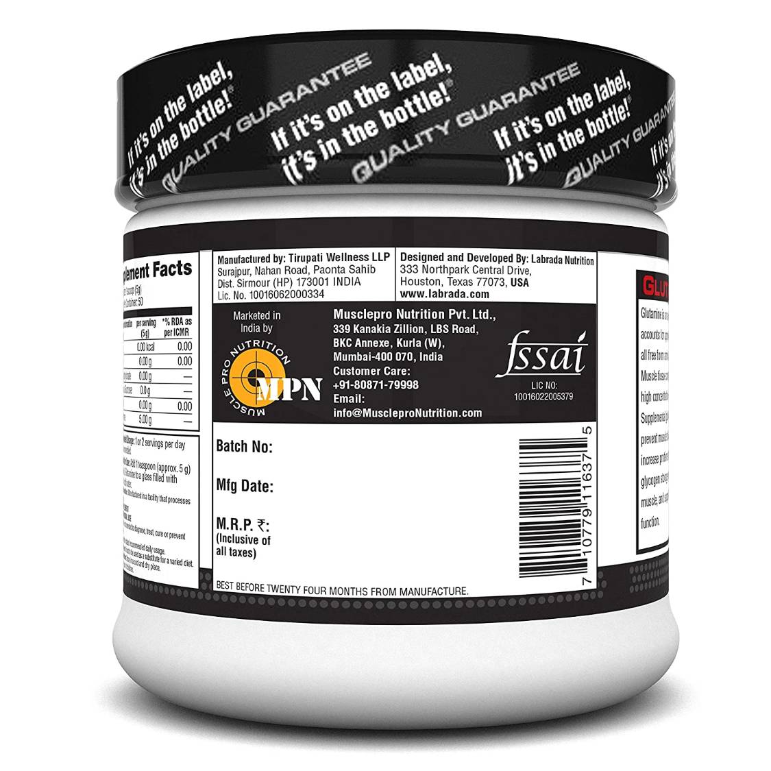 Labrada Glutalean – Pure L-Glutamine for Muscle Recovery