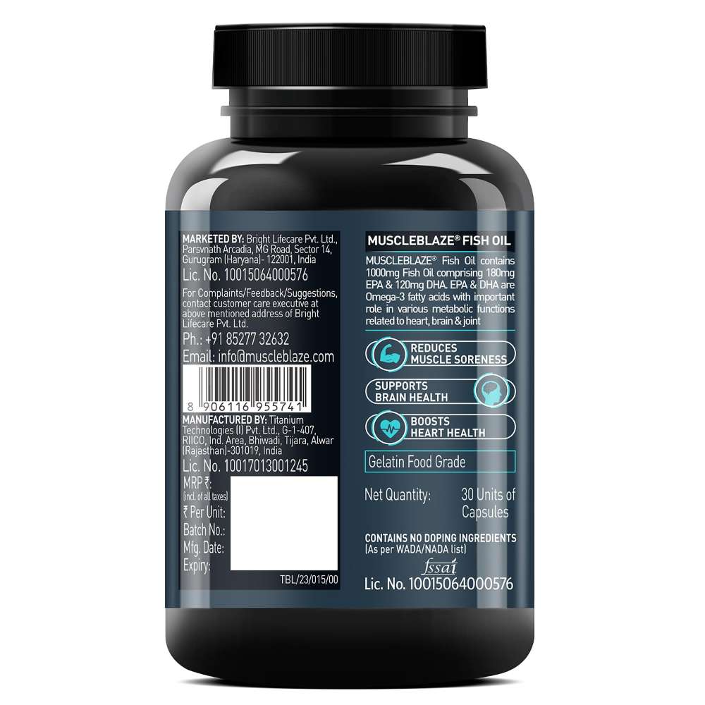 MuscleBlaze Fish Oil 1000mg - Heart & Joint Support