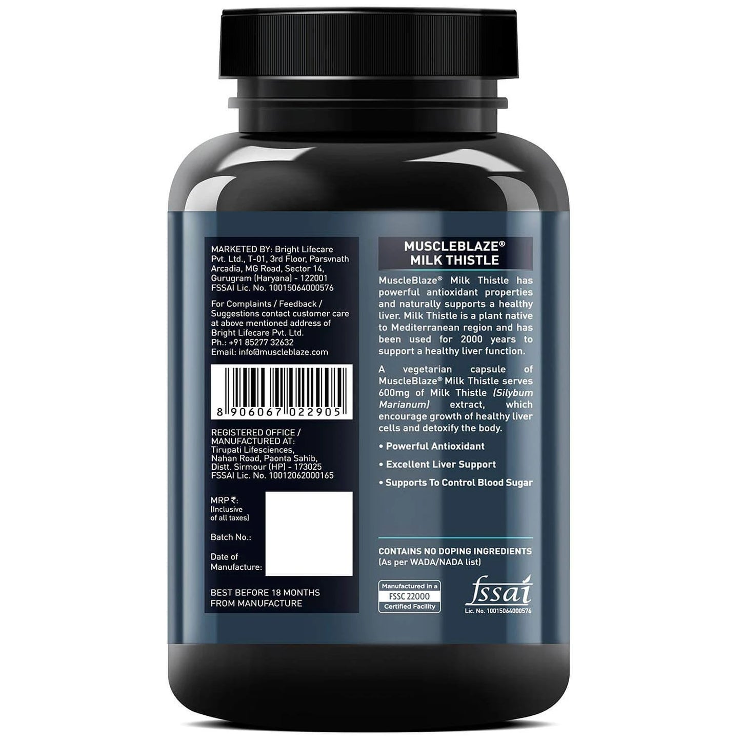 MuscleBlaze Milk Thistle Liver Support 600mg Capsules