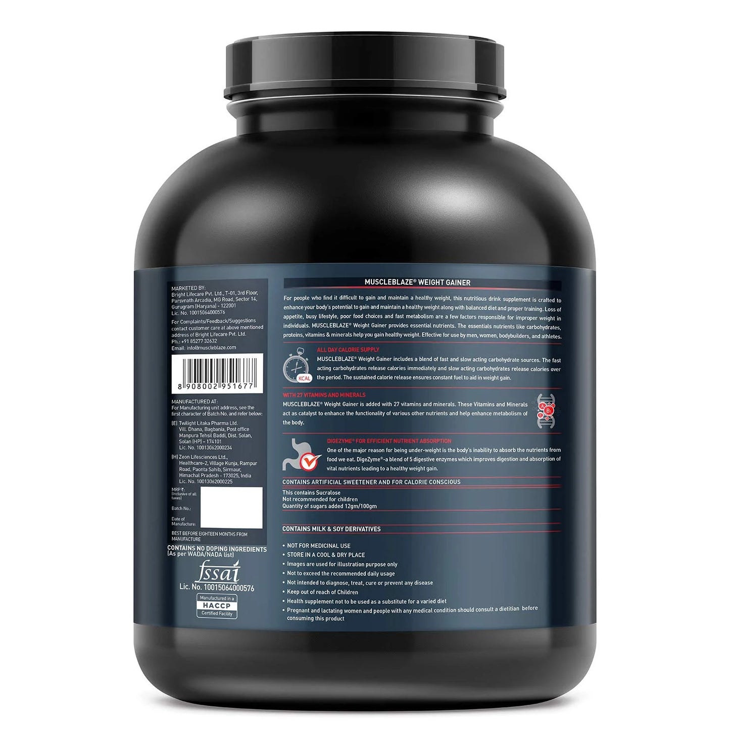 MuscleBlaze Weight Gainer with Digezyme | 474 Calories