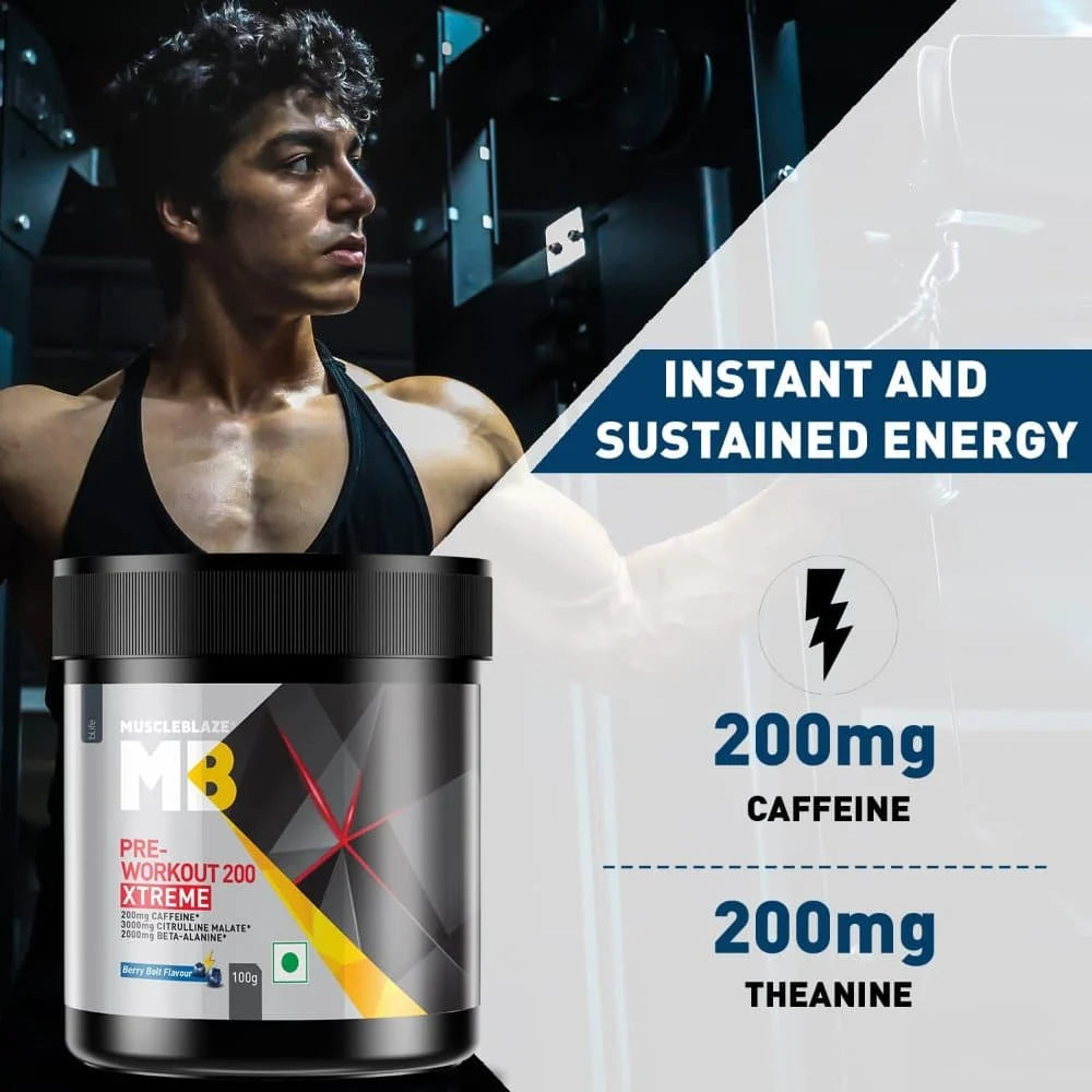 MuscleBlaze Pre Workout 200 Xtreme – Energy & Focus Boost