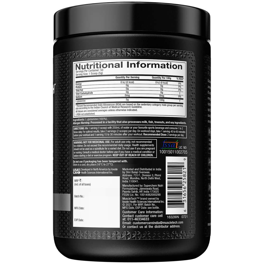 MuscleTech Platinum 100% Glutamine – Pure Recovery Boost