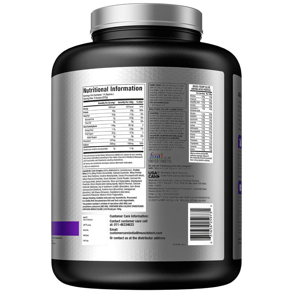 Muscletech Mass-Tech Elite | High-Protein Mass Gainer