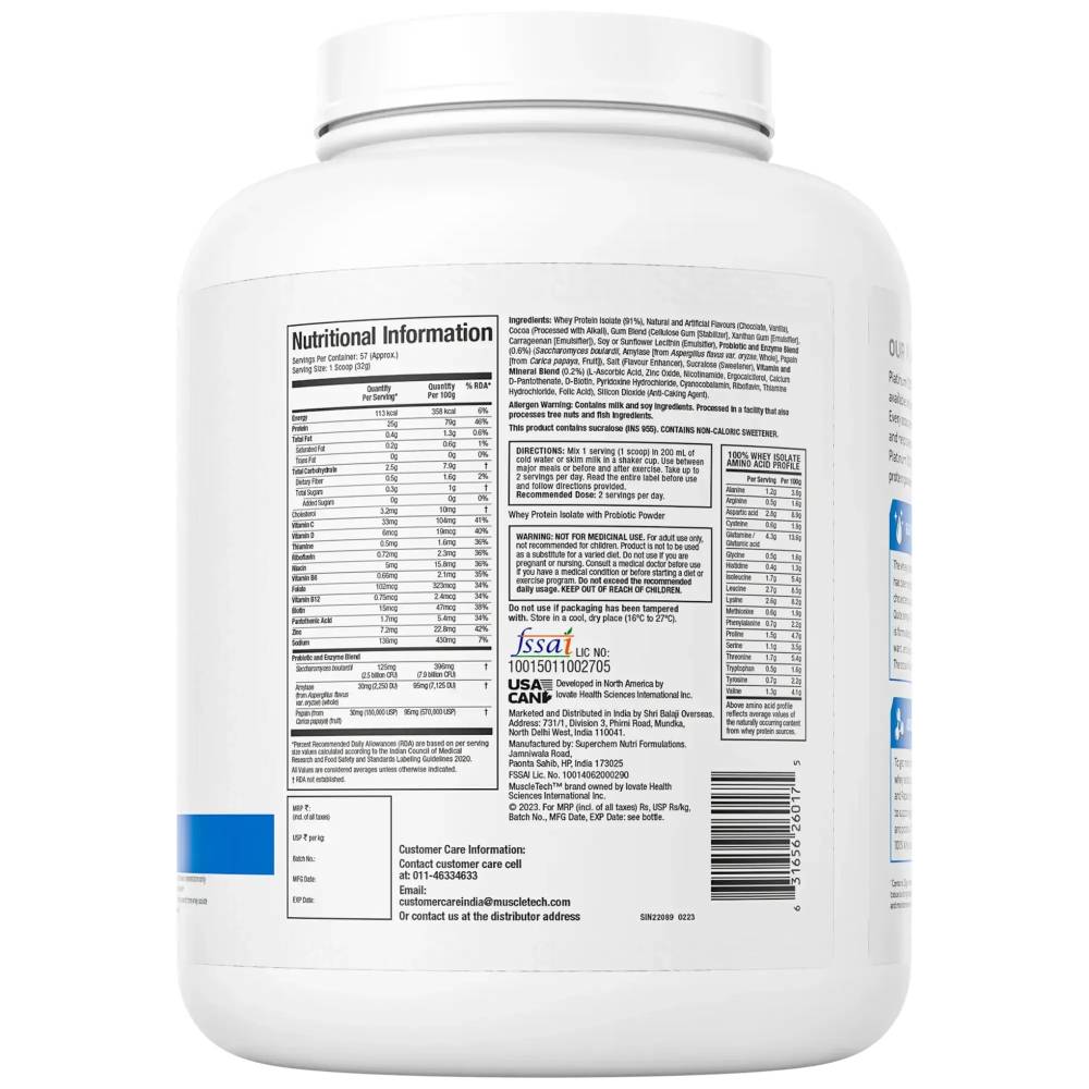 MuscleTech Platinum 100% Whey Isolate Protein Powder