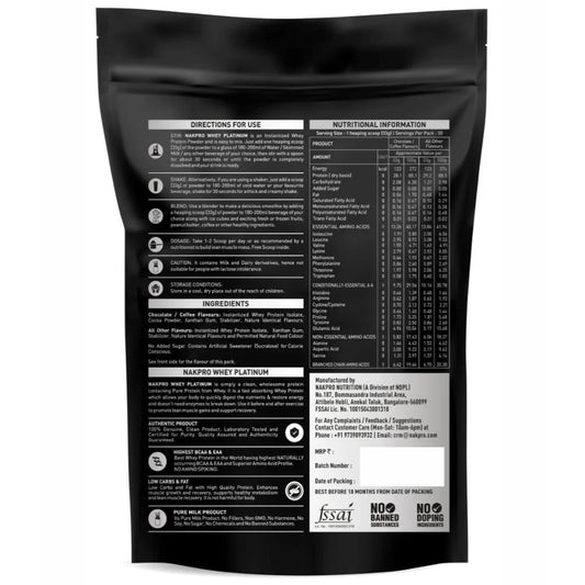Nakpro Platinum 100% Whey Protein Isolate - 30g Protein Scoop
