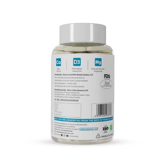 Neuherbs True Calcium Supplement With Plant Based Vitamin D3 & Natural Magnesium