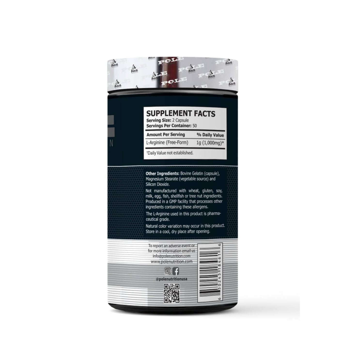Pole Nutrition L-Arginine 500mg | Boost Muscle & Endurance
