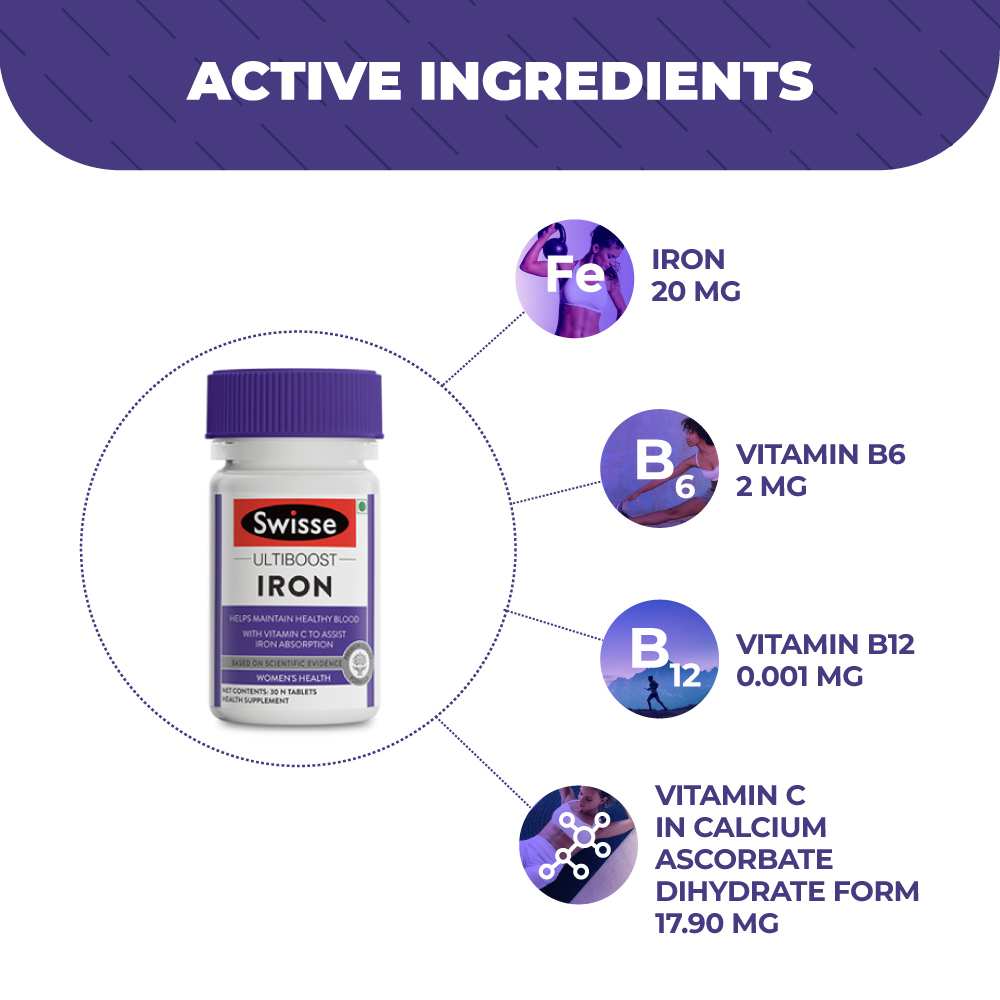Swisse Ultiboost Iron with Vitamin C & B6 | Energy Boost
